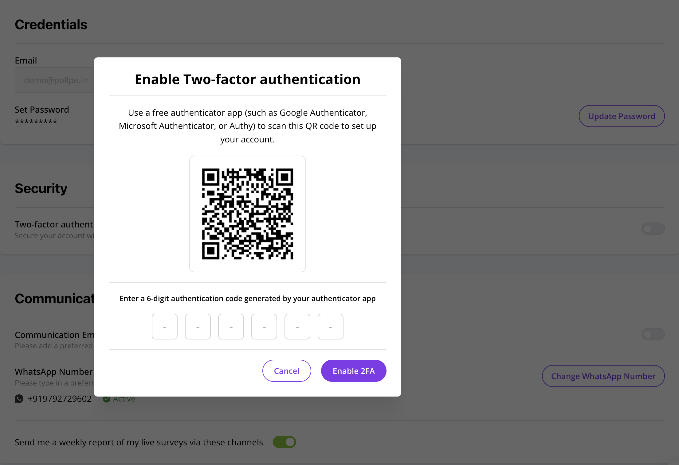 Enable 2FA