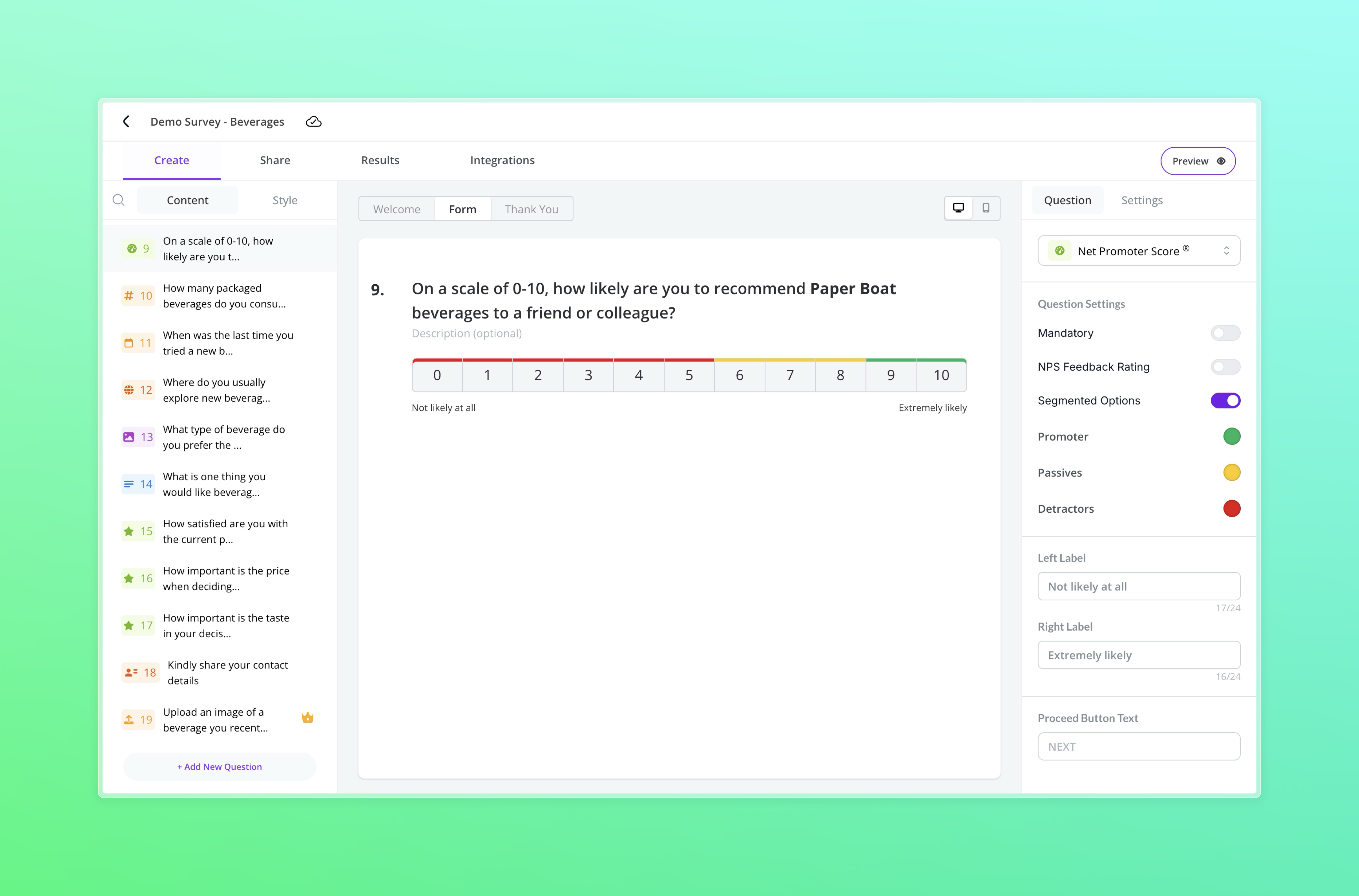NPS Builder View