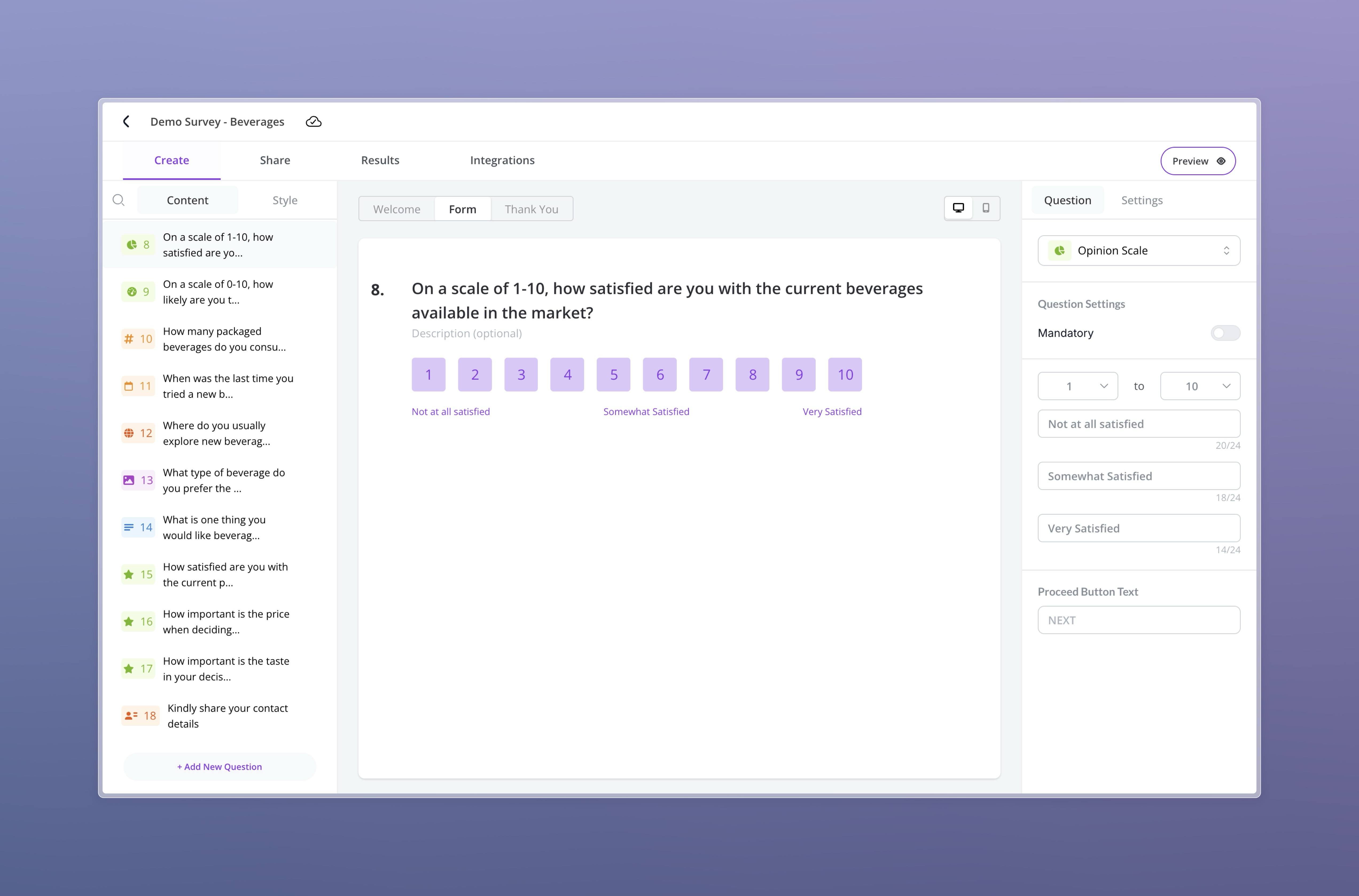 Opinion Scale Builder View