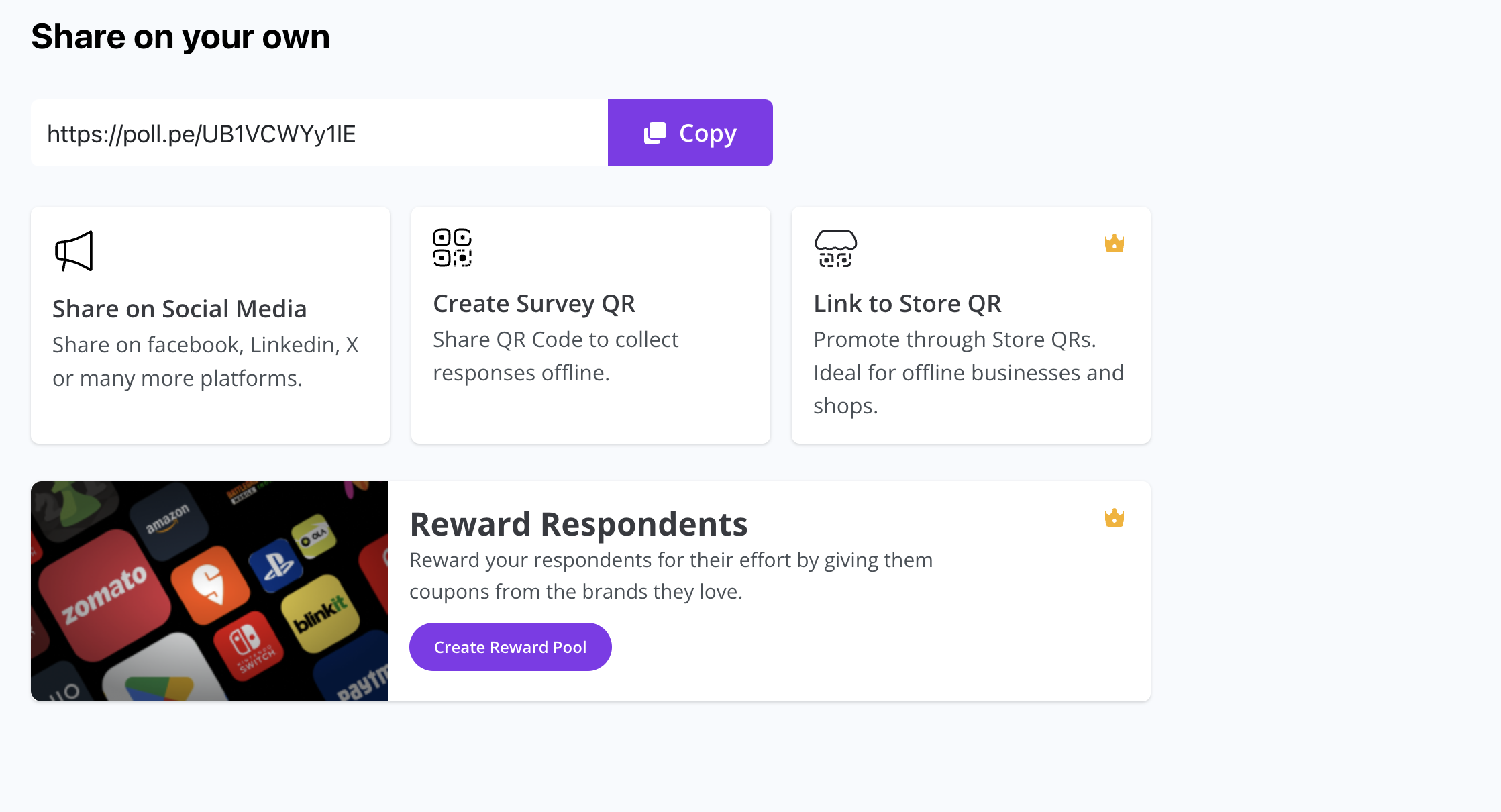 Survey Sharing Options